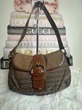 Coach SoHo Vintage Brown Signature Canvas and Leather Shoulder Bag